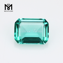 Pedras soltas 6*8mm pedra de vidro de corte esmeralda para joias de prata de liga de cobre