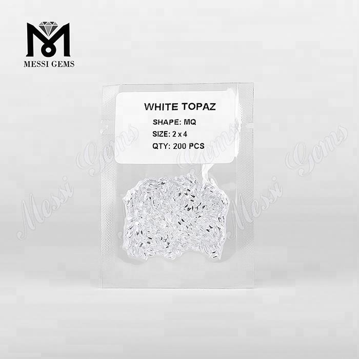 2*4mm preços de pedra topázio branco natural atacado para joias