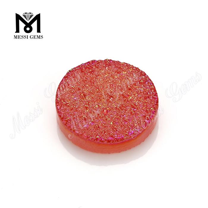 Grânulos de Pedra Druzy Forma Redonda Cor Vermelha Natural Druzy Ágata Gemstones MG-DR027
