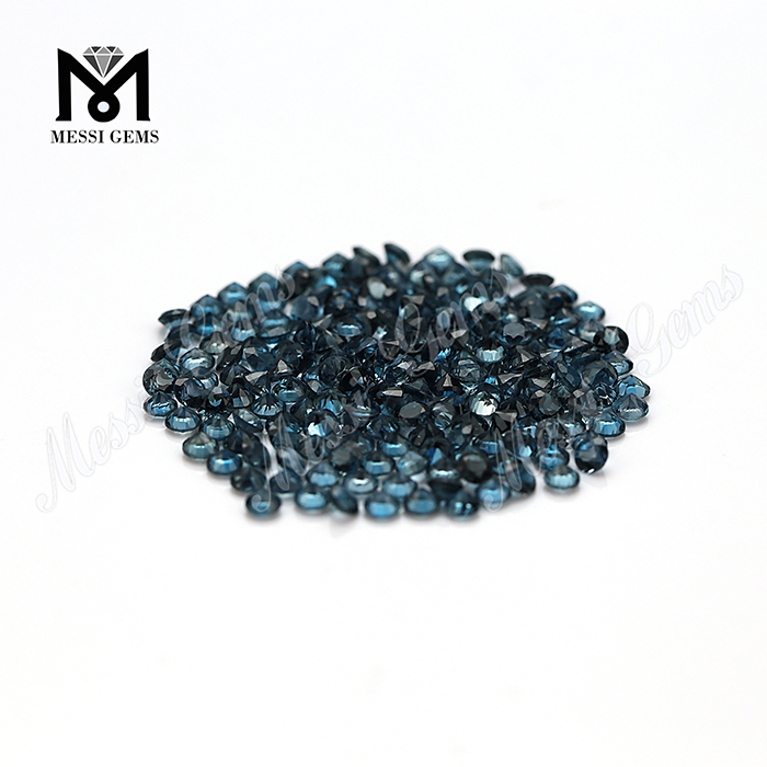 Pedras de topázio azul londres redondas de 3,0 mm cortadas à máquina natural