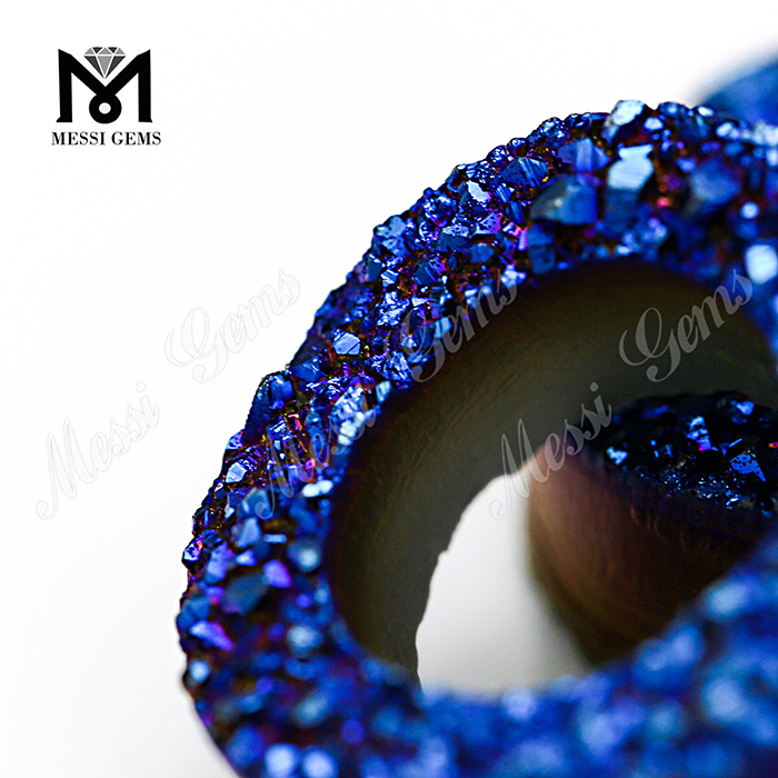 Grânulos Druzy de Ágata Gemstone Solto 10mm Pedra Druzy Azul