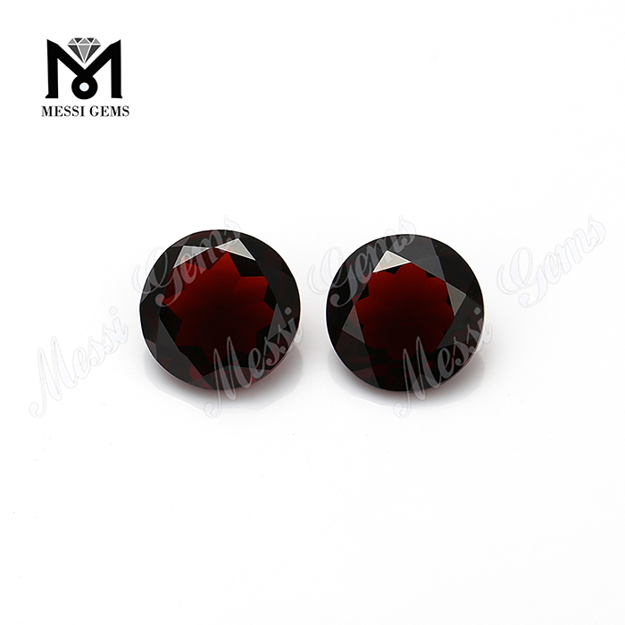 Preço de pedras preciosas de granada vermelha natural de corte redondo barato chinês de 9mm
