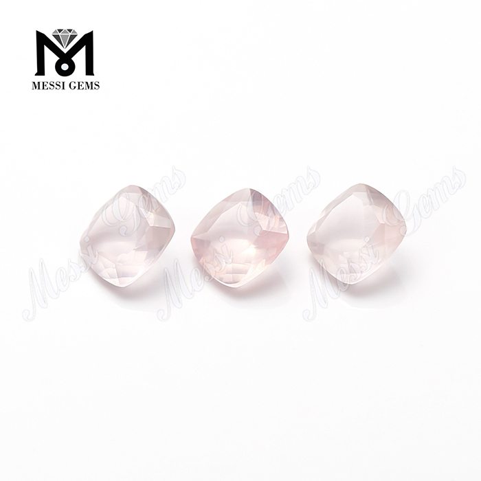 Pedra preciosa natural de quartzo rosa de almofada de 8mm facetada de boa qualidade