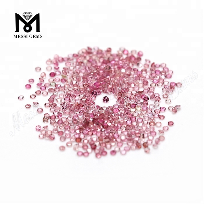 Pedras preciosas de turmalina calcedônia rosa natural 1,4 mm forma redonda solta