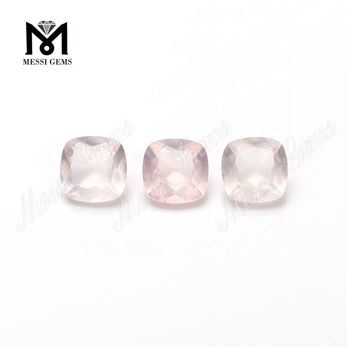 Almofada cortada 8x8mm pedra preciosa de quartzo rosa natural solta