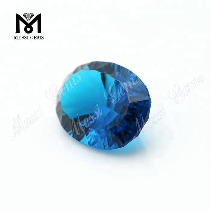 Atacado 15x20 pedra preciosa de vidro azul corte côncavo sintético