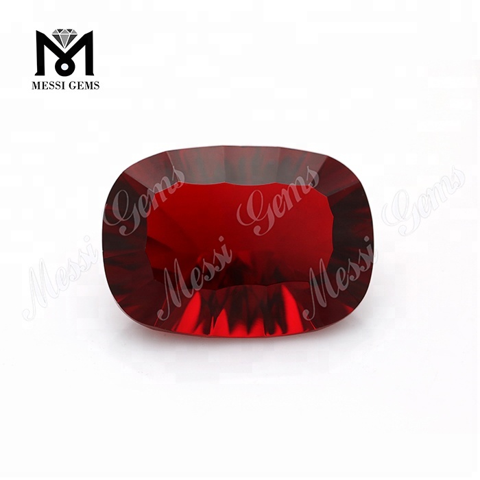 Almofada de arte lapidar preço de fábrica Wuzhou pedras de vidro corte côncavo cor vermelha