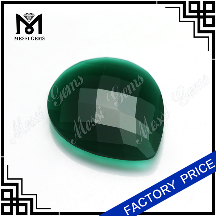 Pedra de Jade Natural Atacado Pera Facetada Jade Verde Para Jóias Anel