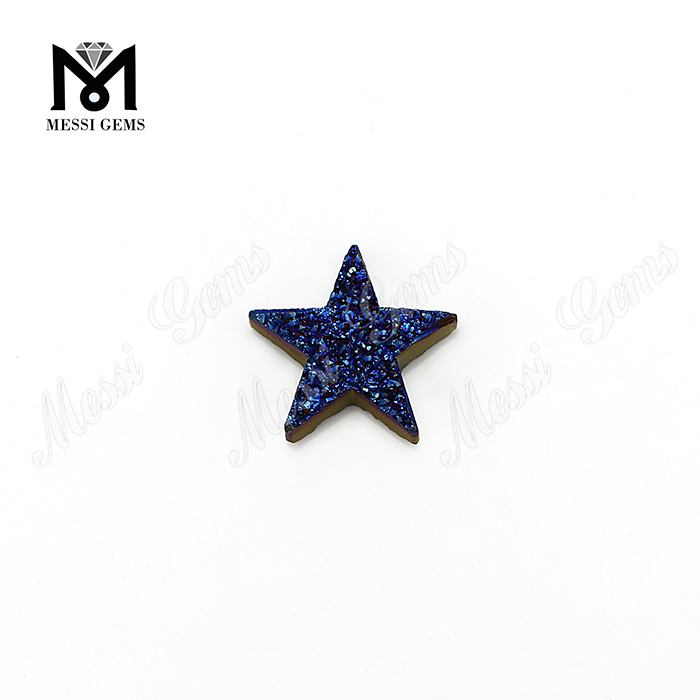 Moda Druzy Star-5 Azul Escuro Ágata Druzy Pedra Natural Pedra Preciosa
