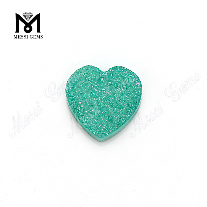 Pedra de ágata aqua natural em forma de coração sintética 12x12mm