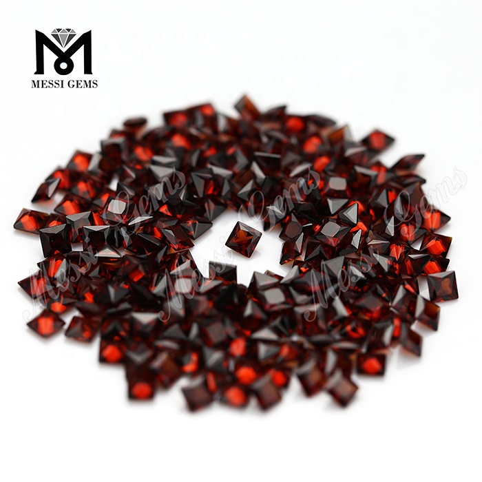 3x3mm corte princesa pedras preciosas soltas granada vermelha natural