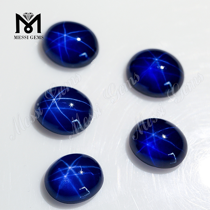 Oval Cabochão Lab criou gemas de safira Blue Star para fabricação de anéis