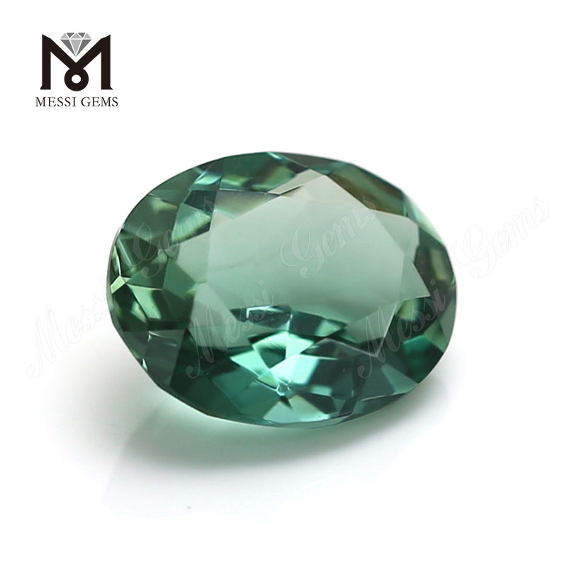 Preço de fábrica 8x10mm pedra preciosa de corte oval solto quartzo verde sintético