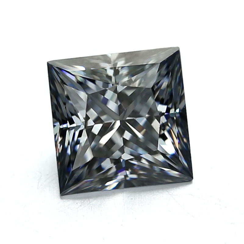 Preço de atacado DEF Diamante de moissanita sintético de corte quadrado brilhante solto colorido cinza preço por quilate