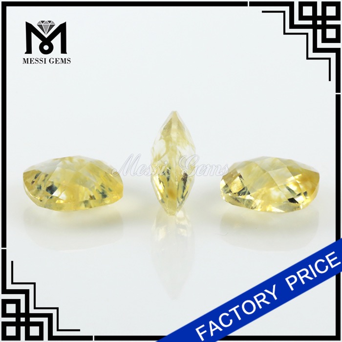6 x 6 mm Pedra preciosa de vidro de quartzo rutilado com corte almofadado de ouro