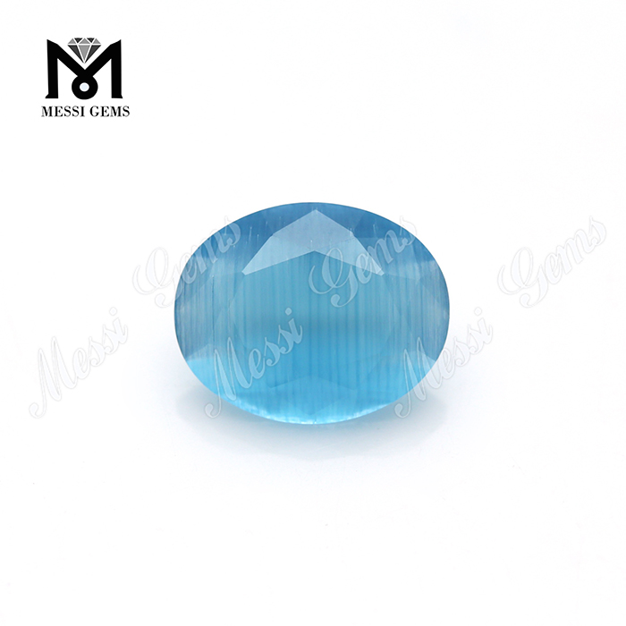 Pedra de vidro azul olho de gato de cristal redondo Wuzhou