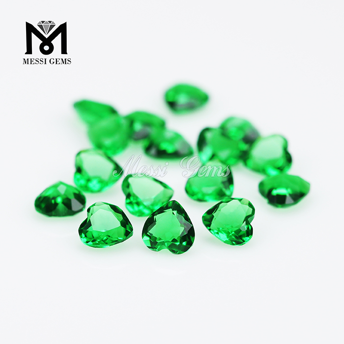 6*6 forma de coração atacado pedra de vidro verde esmeralda