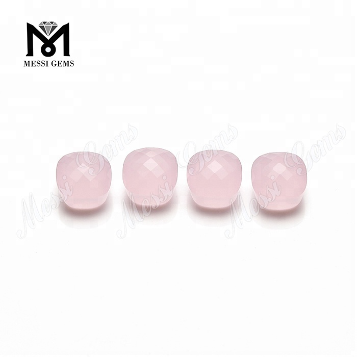 Pedra preciosa de vidro em forma de cogumelo de pedra de vidro rosa sintético