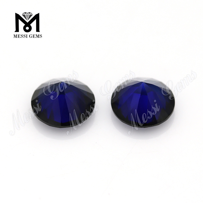 Wuzhou Estoque Fábrica Redondo 7mm Sintético 34# Pedra Preciosa Corindo Azul