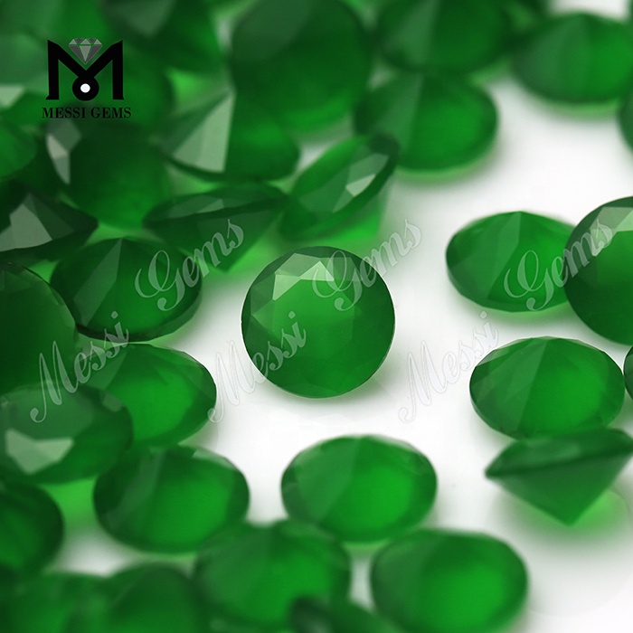 Atacado Corte à Máquina Rodada 7,0 mm Verde Esmeralda Solta Grânulo de Pedra Preciosa para Jóias
