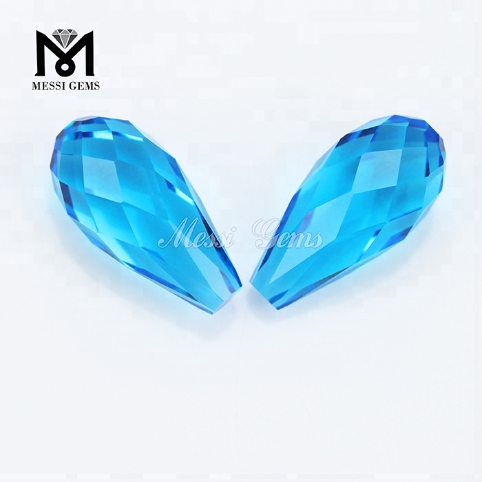 Pedra de vidro solta azul de gota de água extravagante de 7,5 x 15 mm