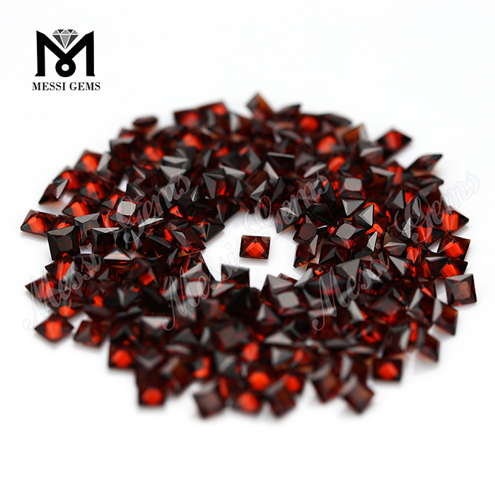 3x3mm corte princesa pedras preciosas soltas granada vermelha natural