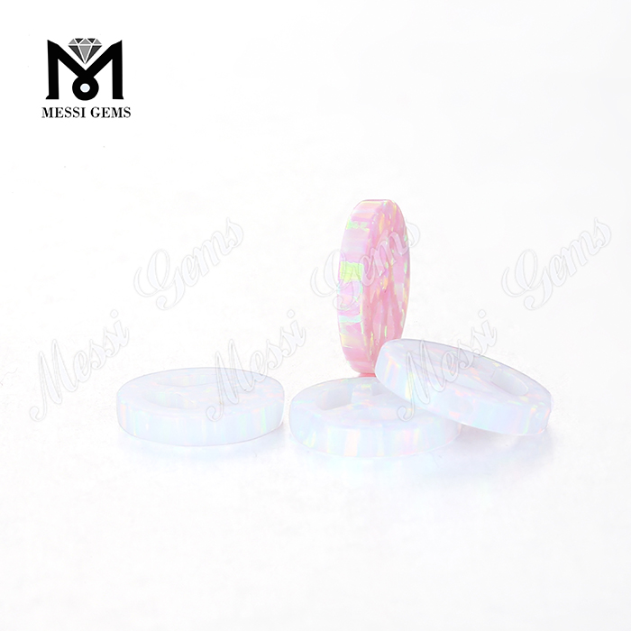 Pedras preciosas em forma de paz forma cor rosa cabochão pedras de opala sintéticas