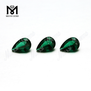 Pedra preciosa esmeralda criada em laboratório 6x9 forma de pêra verde esmeralda para anel