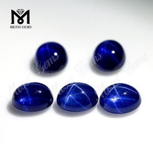 Wuzhou preço de atacado pedra oval sintética estrela azul safira