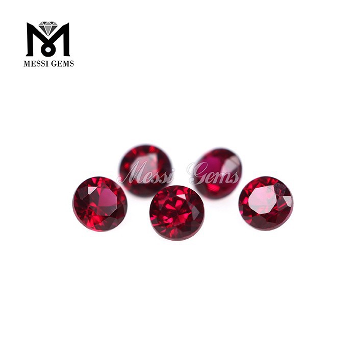 Pedra preciosa rubi redonda brilhante sem cortes 8# vermelho corindo por atacado