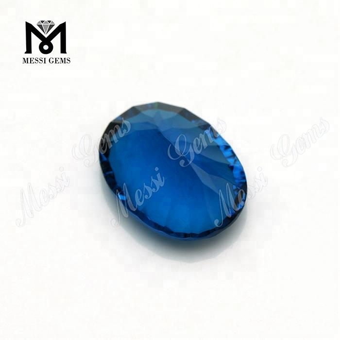 Atacado 15x20 pedra preciosa de vidro azul corte côncavo sintético