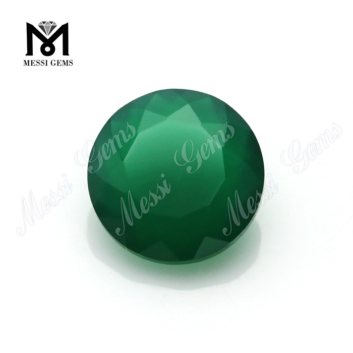 Pedra ágata verde escura de forma redonda de 8mm