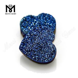 Pedra Druzy Natural Forma de Coração 12x12mm Azul Druzy Ágata Solta