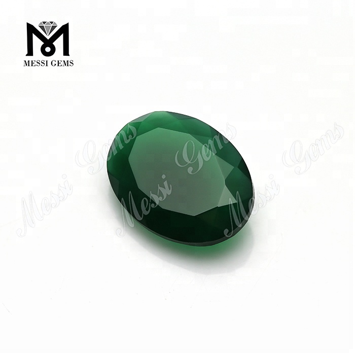 Preço de fábrica corte oval 8*10 mm pedra ágata calcedônia verde