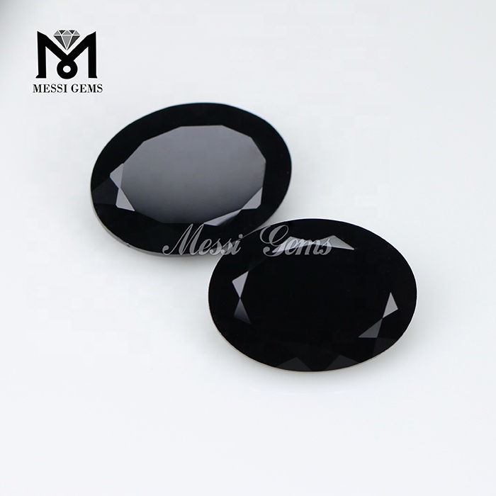 Gemas de pedra de vidro 7x9mm China corte oval cor preta
