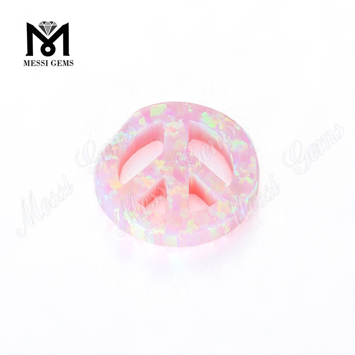 Pedras preciosas em forma de paz forma cor rosa cabochão pedras de opala sintéticas