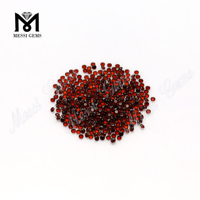 Pedra preciosa solta de corte redondo de granada vermelha natural de tamanhos pequenos