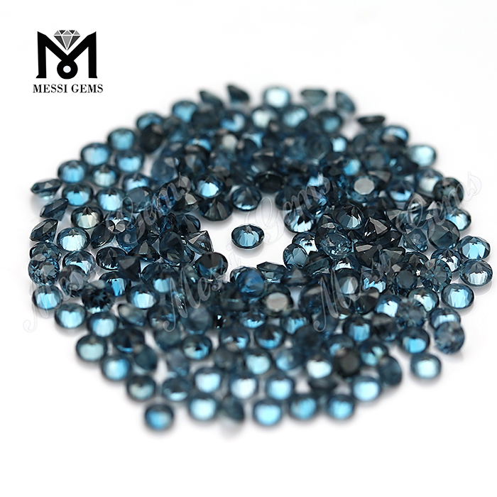 Pedras de topázio azul londres redondas de 3,0 mm cortadas à máquina natural