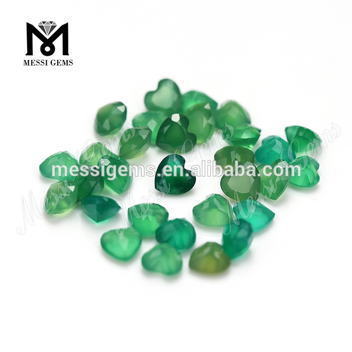 Preço de pedra de ágata verde de corte de coração 6x6mm
