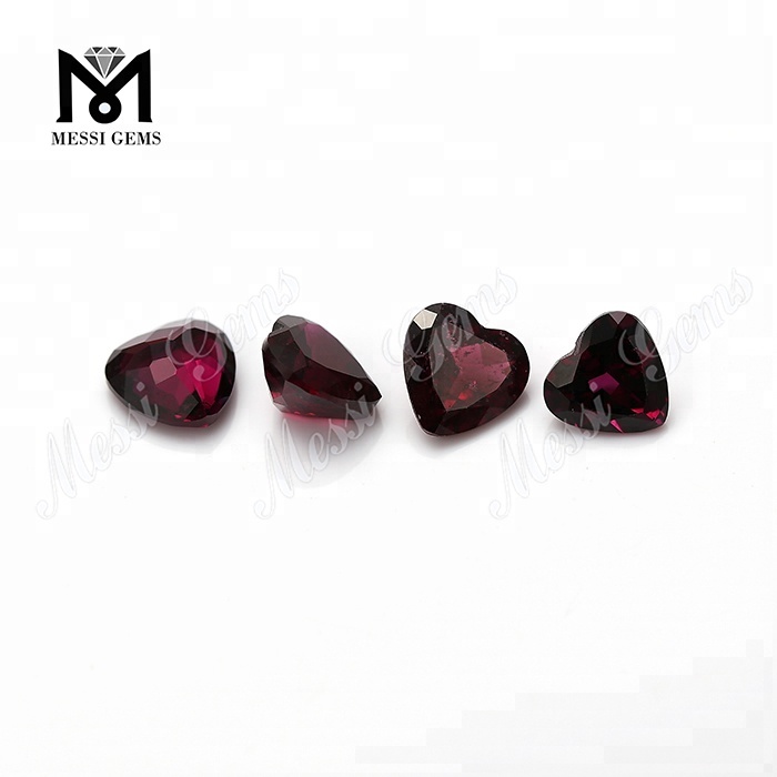 Pedra preciosa solta em forma de coração pedra granada roxa natural