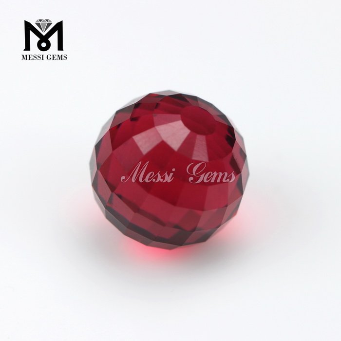 Preço de atacado bola redonda rubi 12,0 mm gemas de vidro facetado