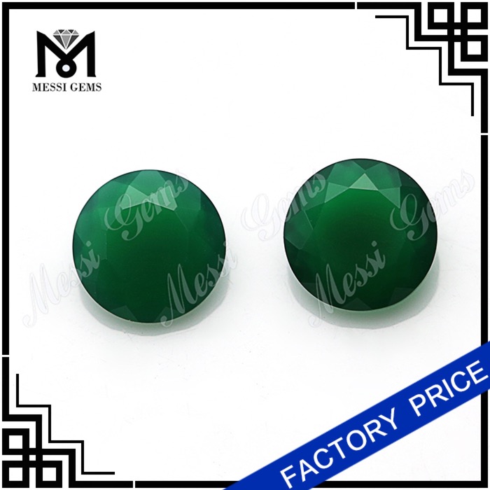 Pedra de ágata natural verde chinesa de corte redondo de 8mm