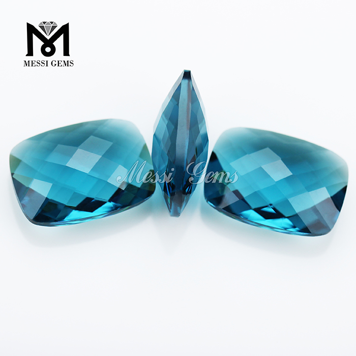 Almofada Briolette Dupla 13 x 18 Topázio Azul Vidro Facetado Pedras Preciosas