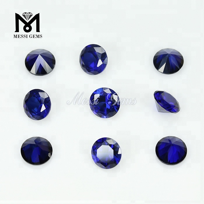 pedras de safira sintética corindo azul nº 34 com lapidação de diamante redondo