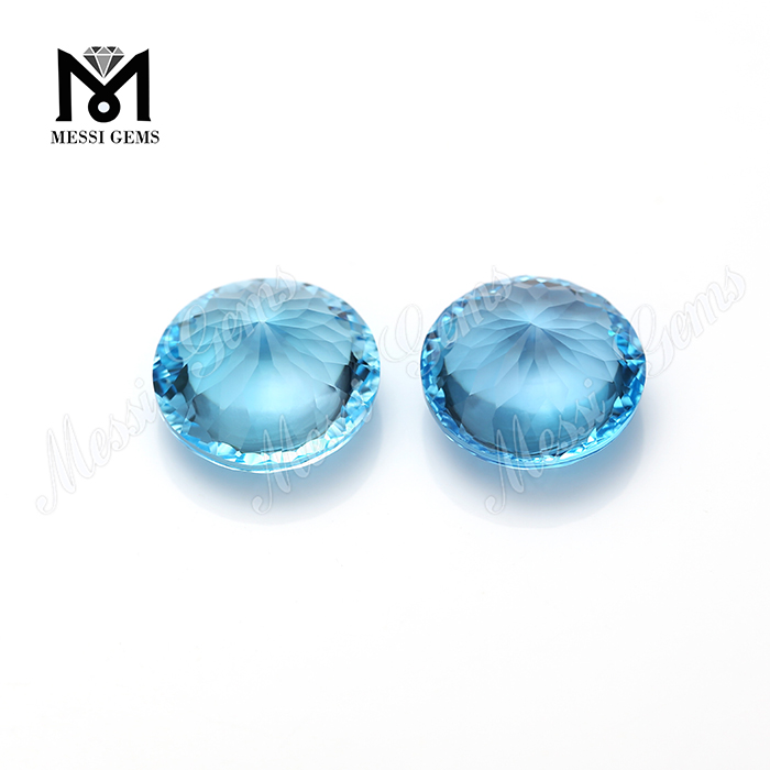 Pedra preciosa de topázio natural azul redonda de 6 mm da Messi Gems