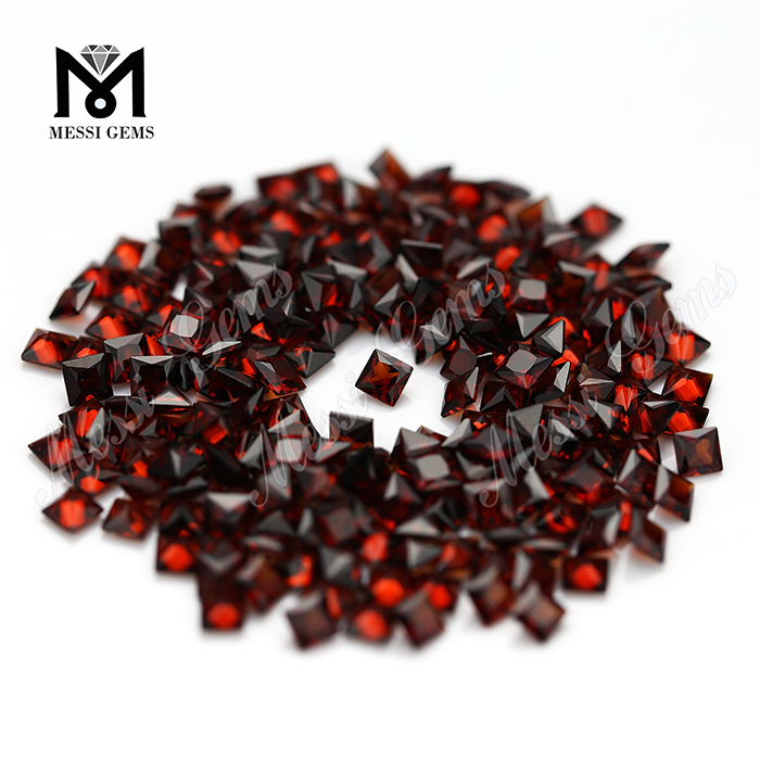 Pedra de granada 3x3mm quadrada de qualidade limpa Guangzhou pedra granada vermelha natural
