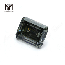 Preço de fábrica 10x8mm diamante moissanite cinza escuro cortado em esmeralda solto para anel