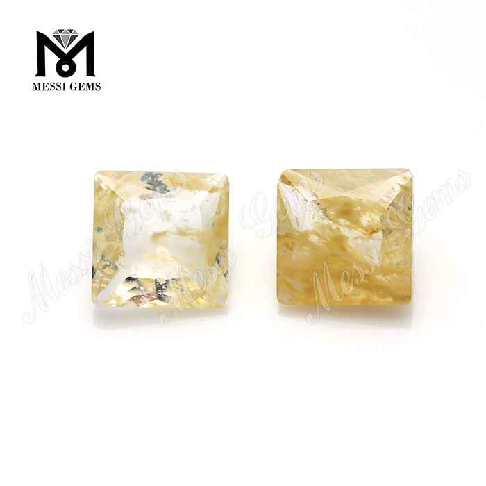 Preço de fábrica 9x9MM corte quadrado quartzo rutilado pedra preciosa de vidro