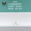 Diamantes de laboratório CVD redondos com corte G VS1 IDEL de 2,58 quilates