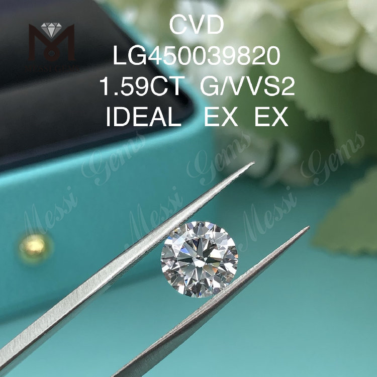 1,59 quilates G VVS2 Diamantes de laboratório redondos CVD